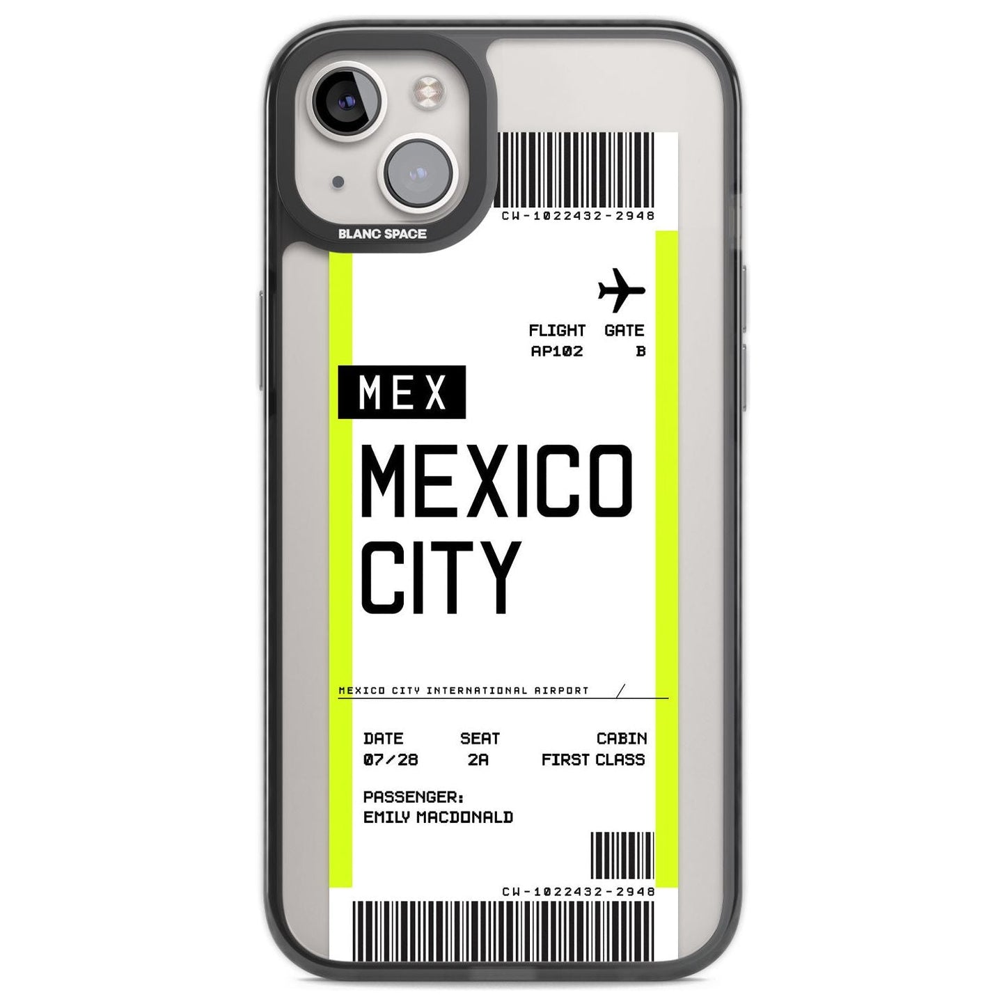 Carte d'embarquement personnalisée pour Mexico