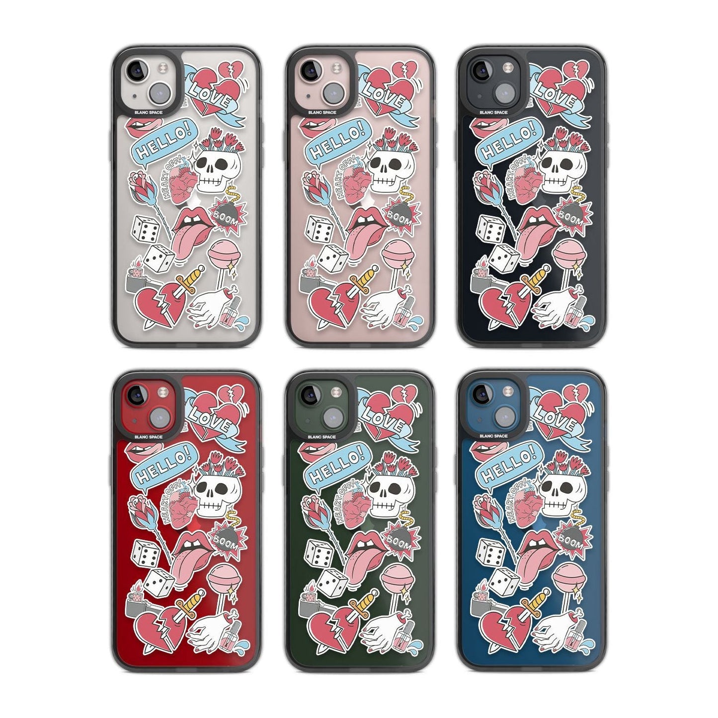 Autocollants Crâne et Fleurs