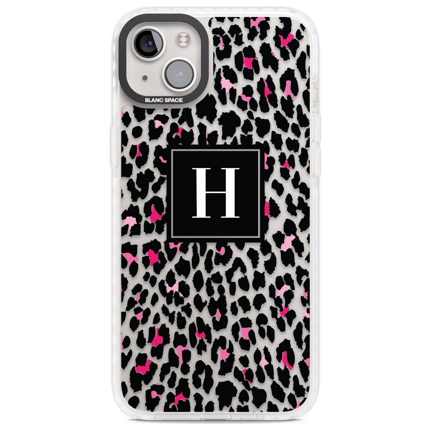 Personalised Clear Pink Leopard Monogram