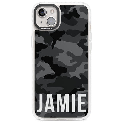 Personalisierter Name im schwarzen Camouflage-Muster (horizontal)