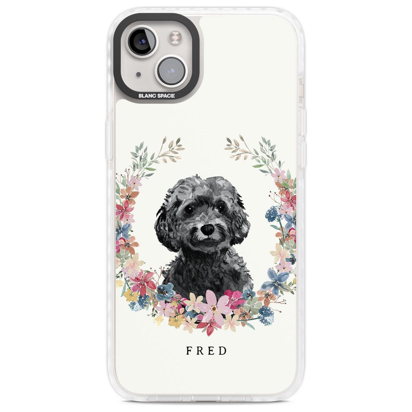 Personalised Black Cockapoo Floral Portrait