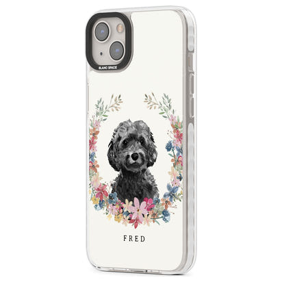 Personalised Black Cockapoo Floral Portrait
