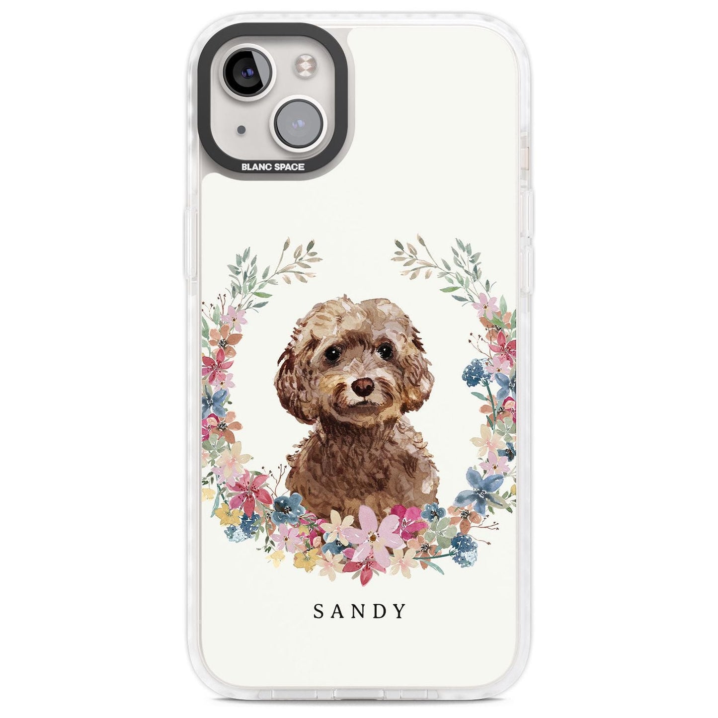 Personalised Brown Cockapoo Floral Portrait