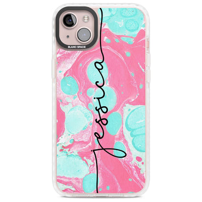 Personalised Turquoise & Pink Marbled