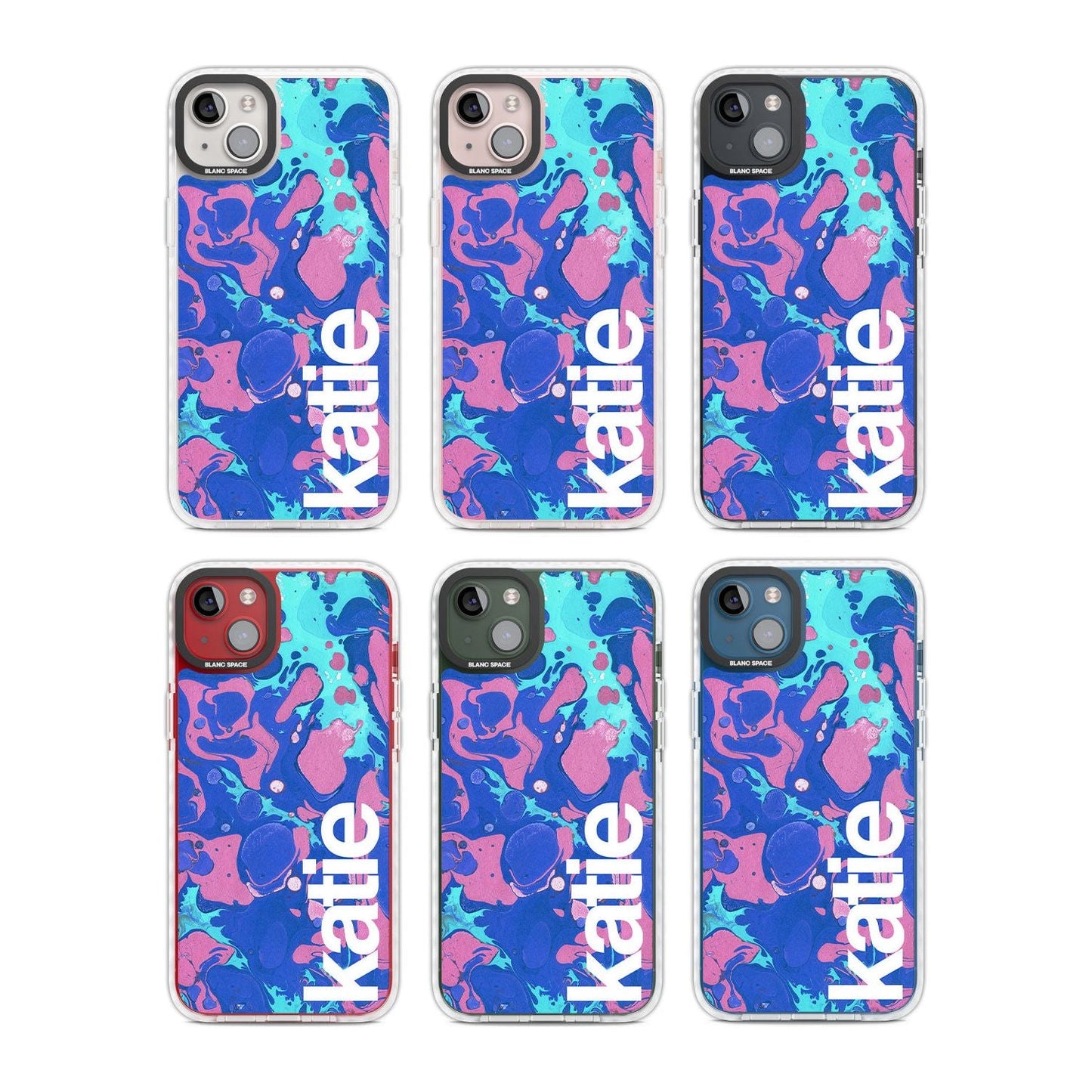 Personalisiertes marineblau-türkisfarbenes Marmor-Design