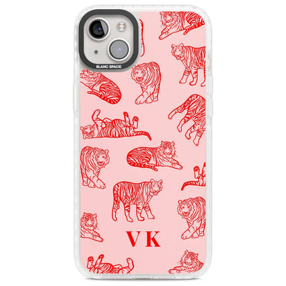 Personalised Red Tiger Outlines On Pink