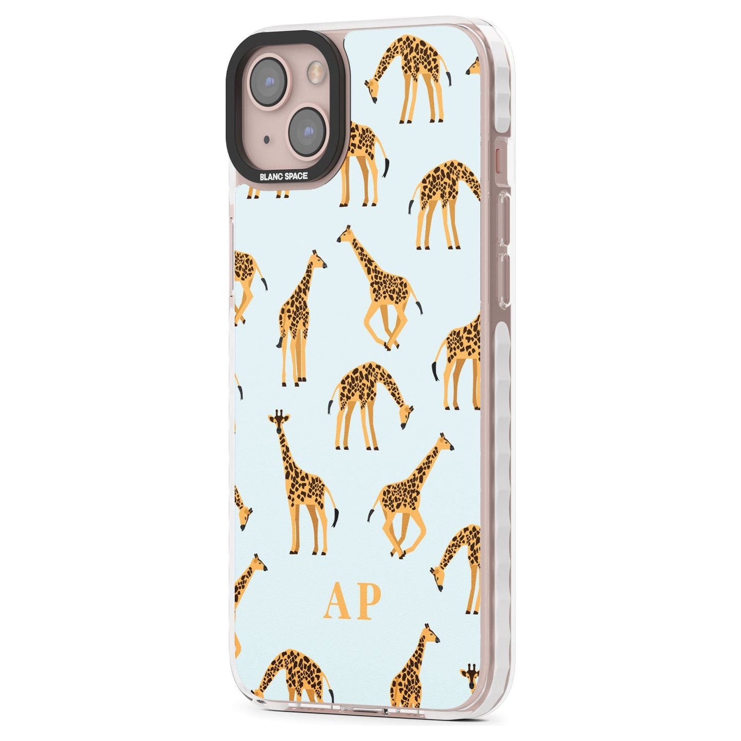 Personalisiertes Safari-Giraffenmuster auf Blau