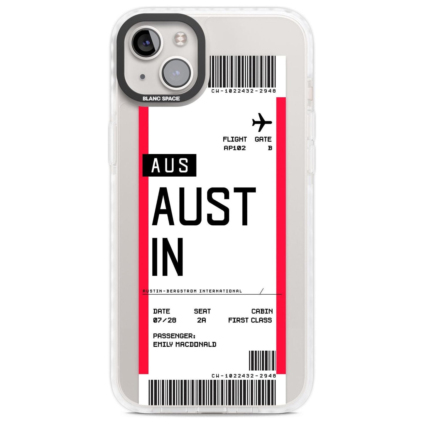 Personalised Austin Boarding Pass