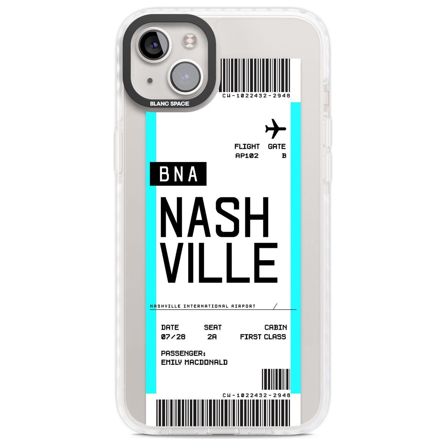 Carte d'embarquement personnalisée pour Nashville