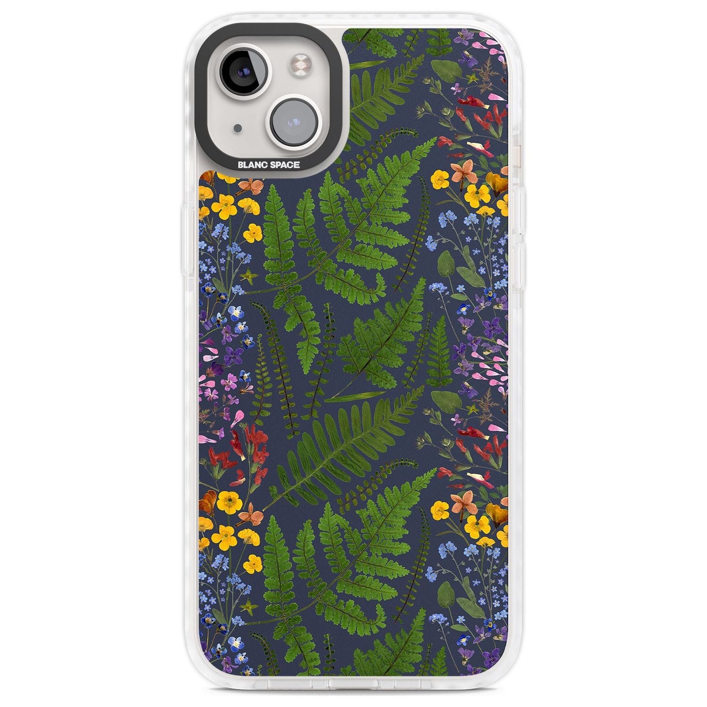 Busy Floral And Fern Design Navy