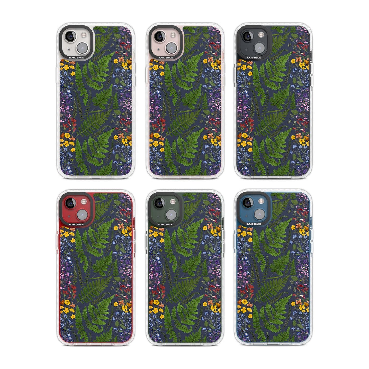 Busy Floral And Fern Design Navy