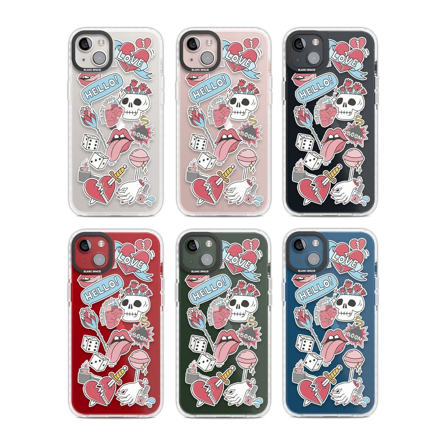 Autocollants Crâne et Fleurs