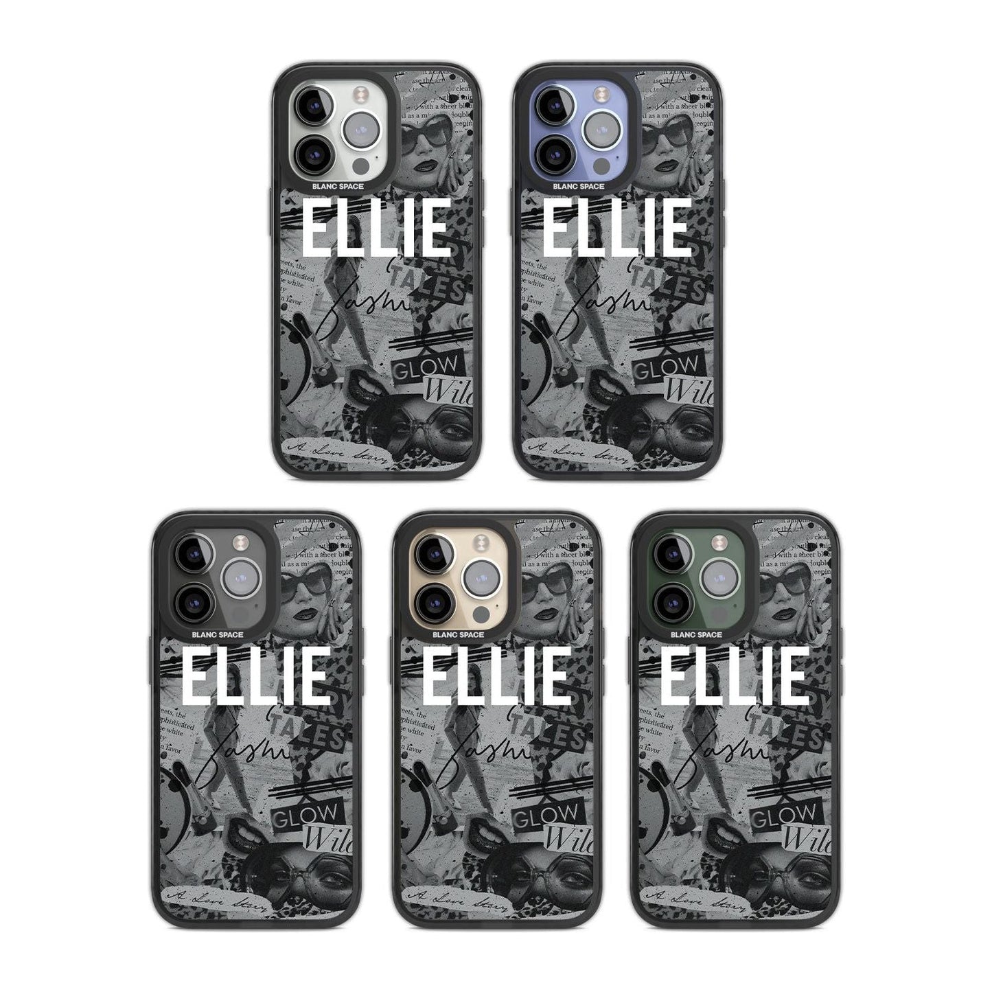 Personalisierte Vintage-Collage in Graustufen