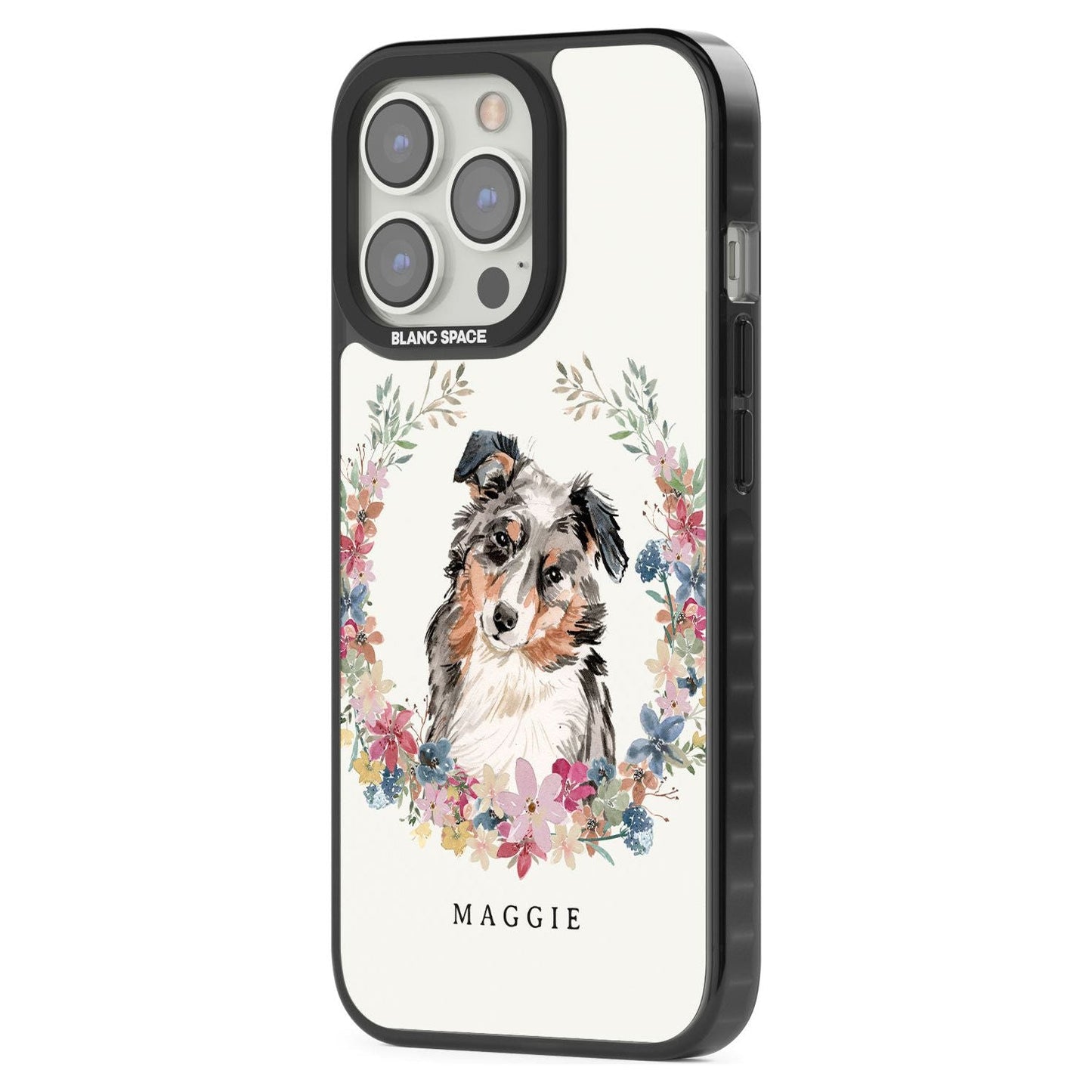 Personalised Australian Shepherd Floral Portrait