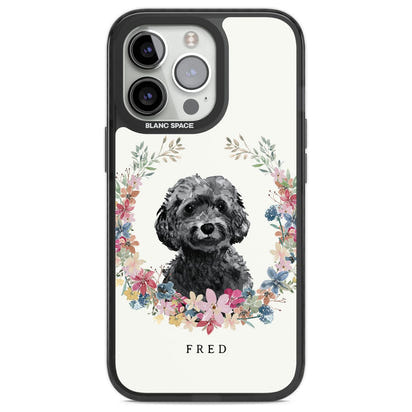 Personalised Black Cockapoo Floral Portrait