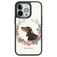 Personalised Black & Tan Dachshund Floral Portrait