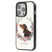 Personalised Black & Tan Dachshund Floral Portrait