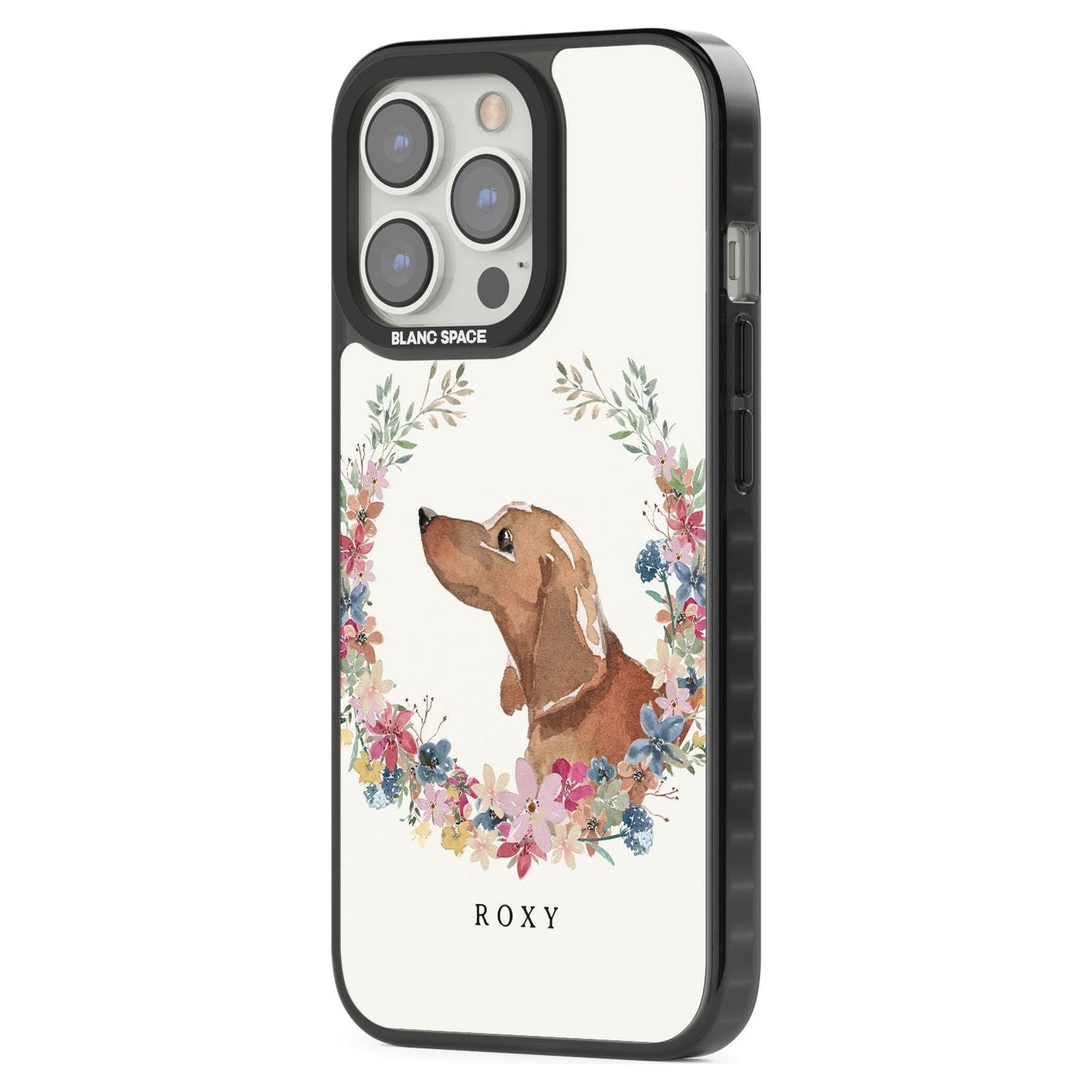Personalised Tan Dachshund Floral Portrait