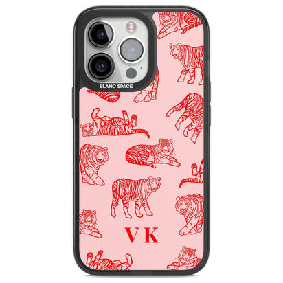 Personalised Red Tiger Outlines On Pink