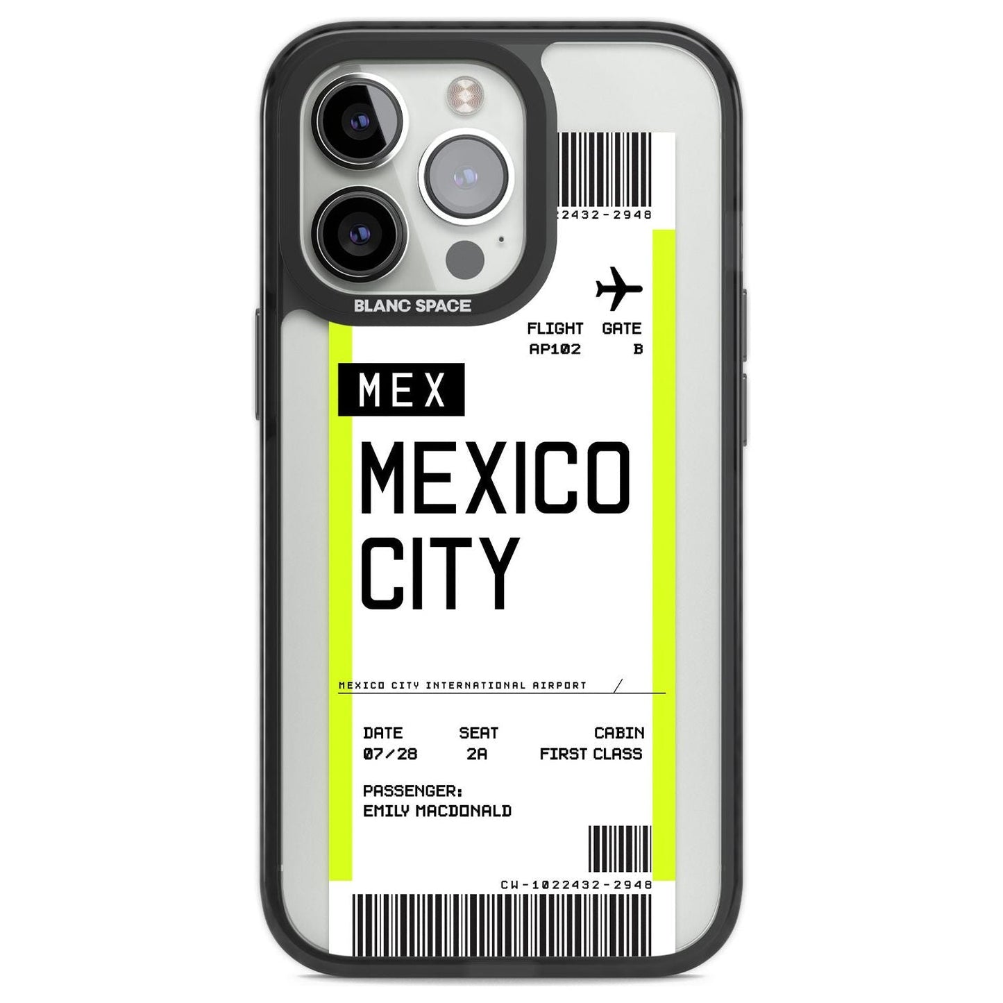 Carte d'embarquement personnalisée pour Mexico