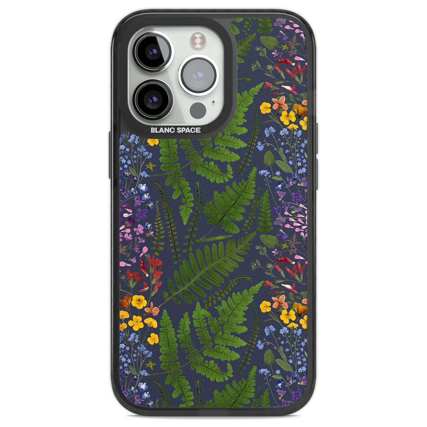 Busy Floral And Fern Design Navy