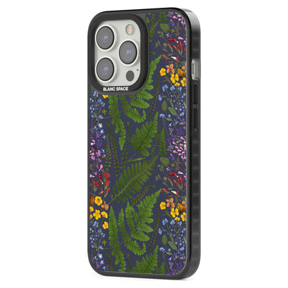 Busy Floral And Fern Design Navy
