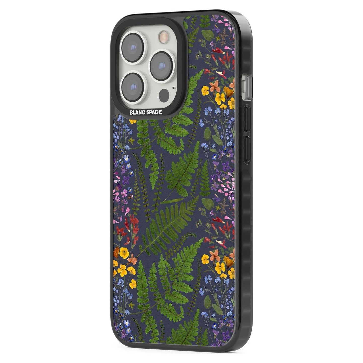 Busy Floral And Fern Design Navy