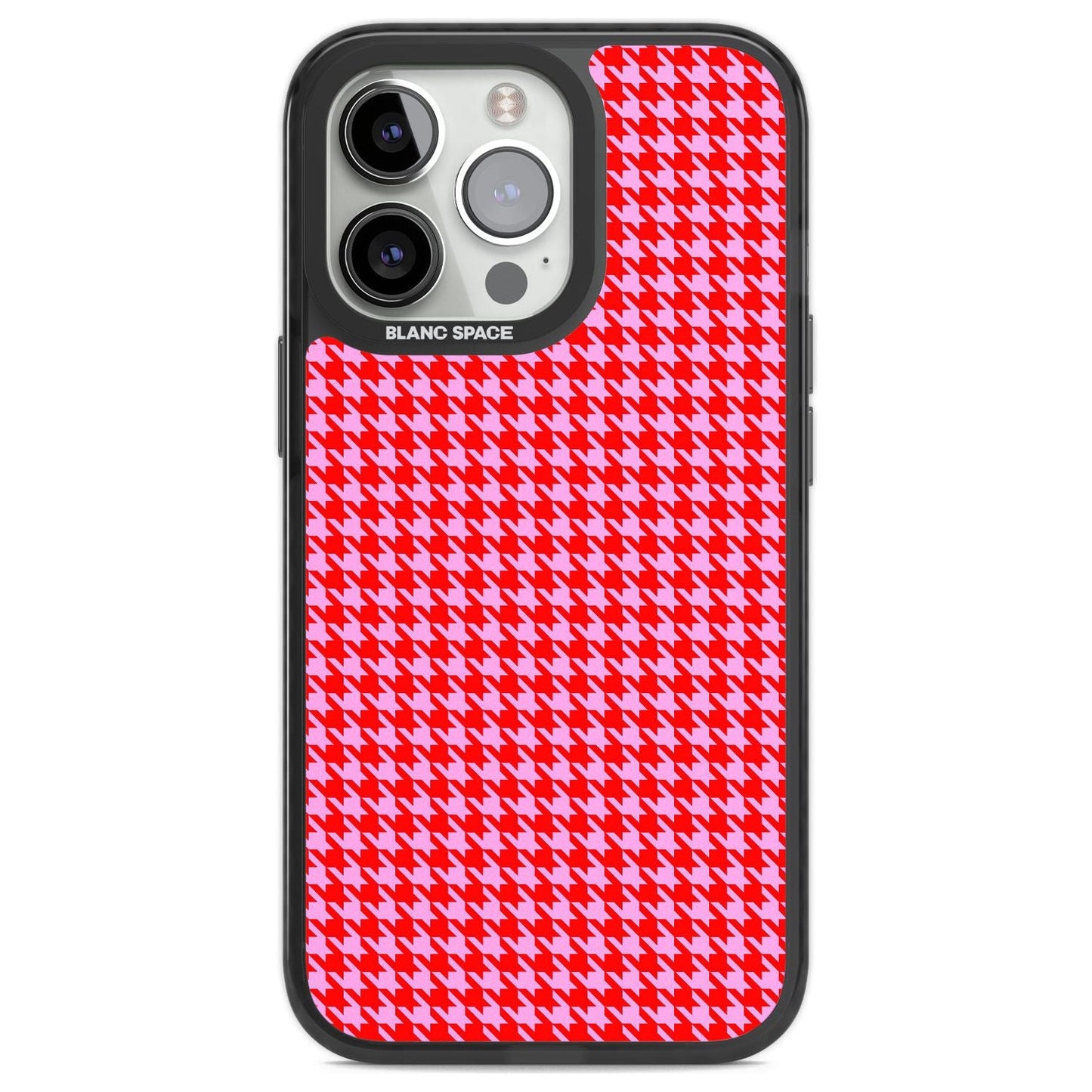 Pied-de-poule rose fluo et rouge