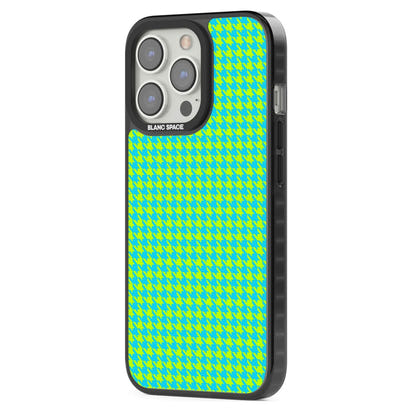 Neon Lime & Turquoise Houndstooth