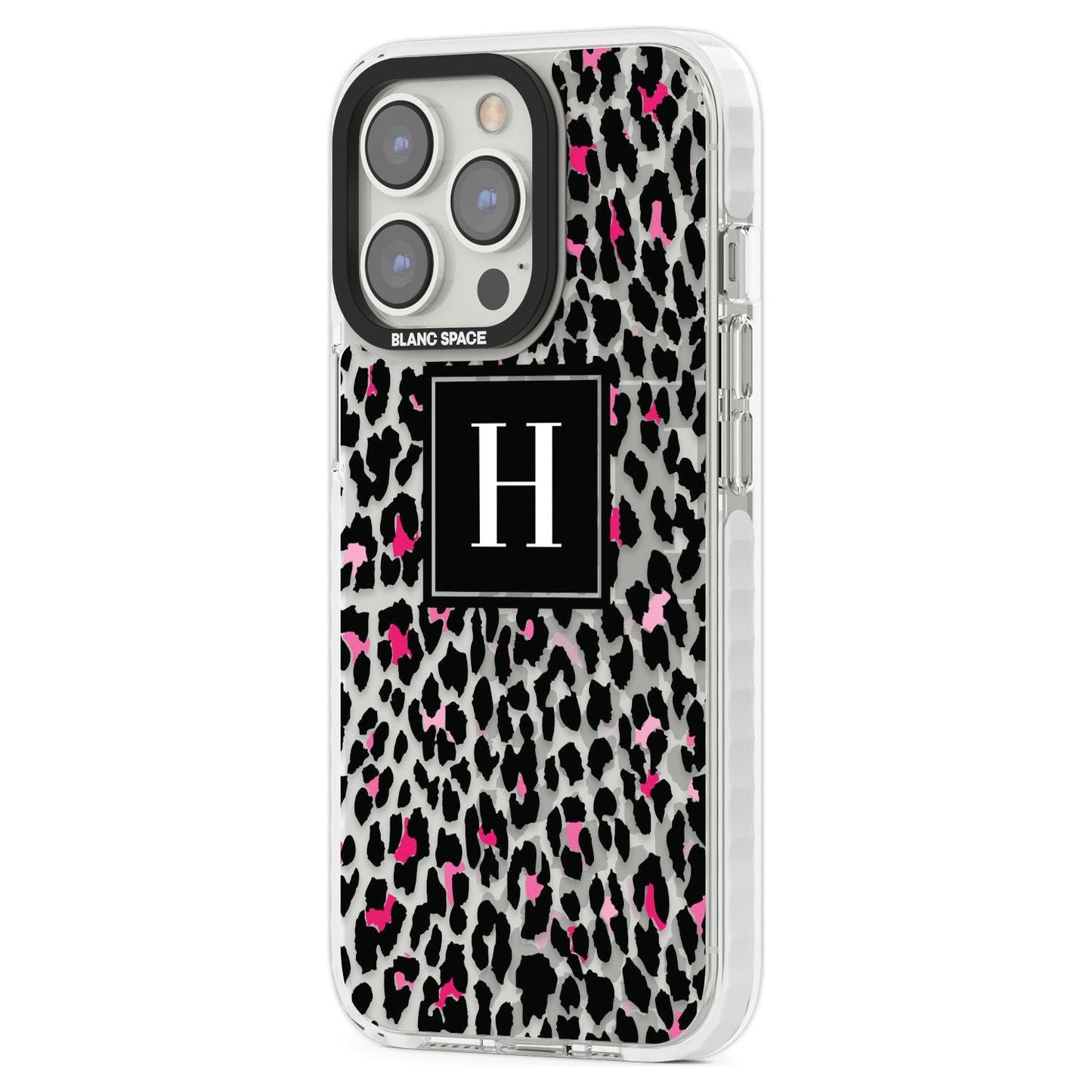 Personalised Clear Pink Leopard Monogram