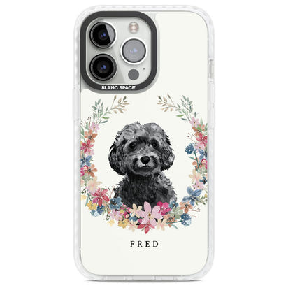 Personalised Black Cockapoo Floral Portrait