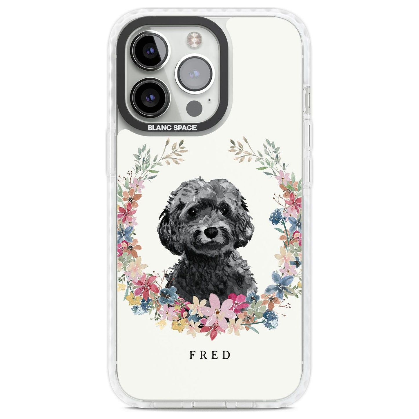 Personalised Black Cockapoo Floral Portrait