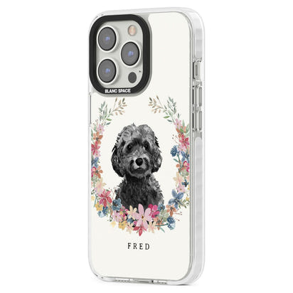 Personalised Black Cockapoo Floral Portrait