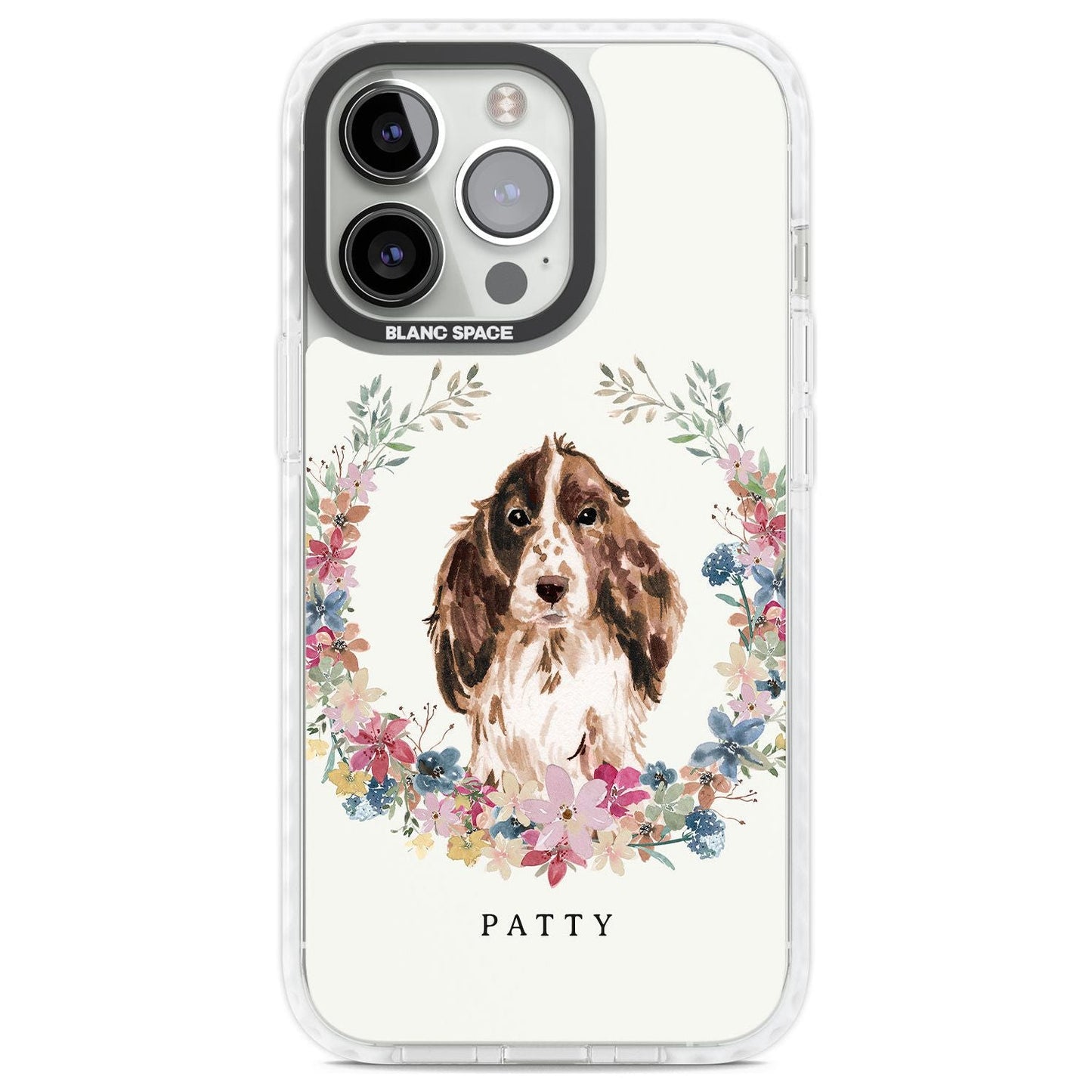Personalised Cocker Spaniel Floral Portrait