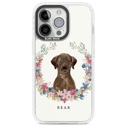 Personalised Chocolate Labrador Floral Portrait