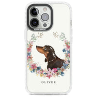 Personalised Black & Tan Dachshund Floral Portrait