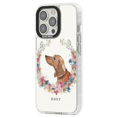 Personalised Tan Dachshund Floral Portrait