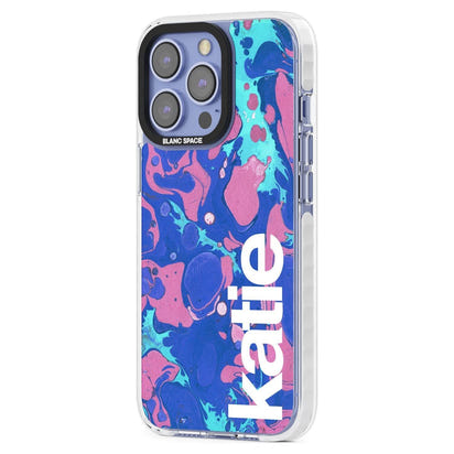 Personalisiertes marineblau-türkisfarbenes Marmor-Design