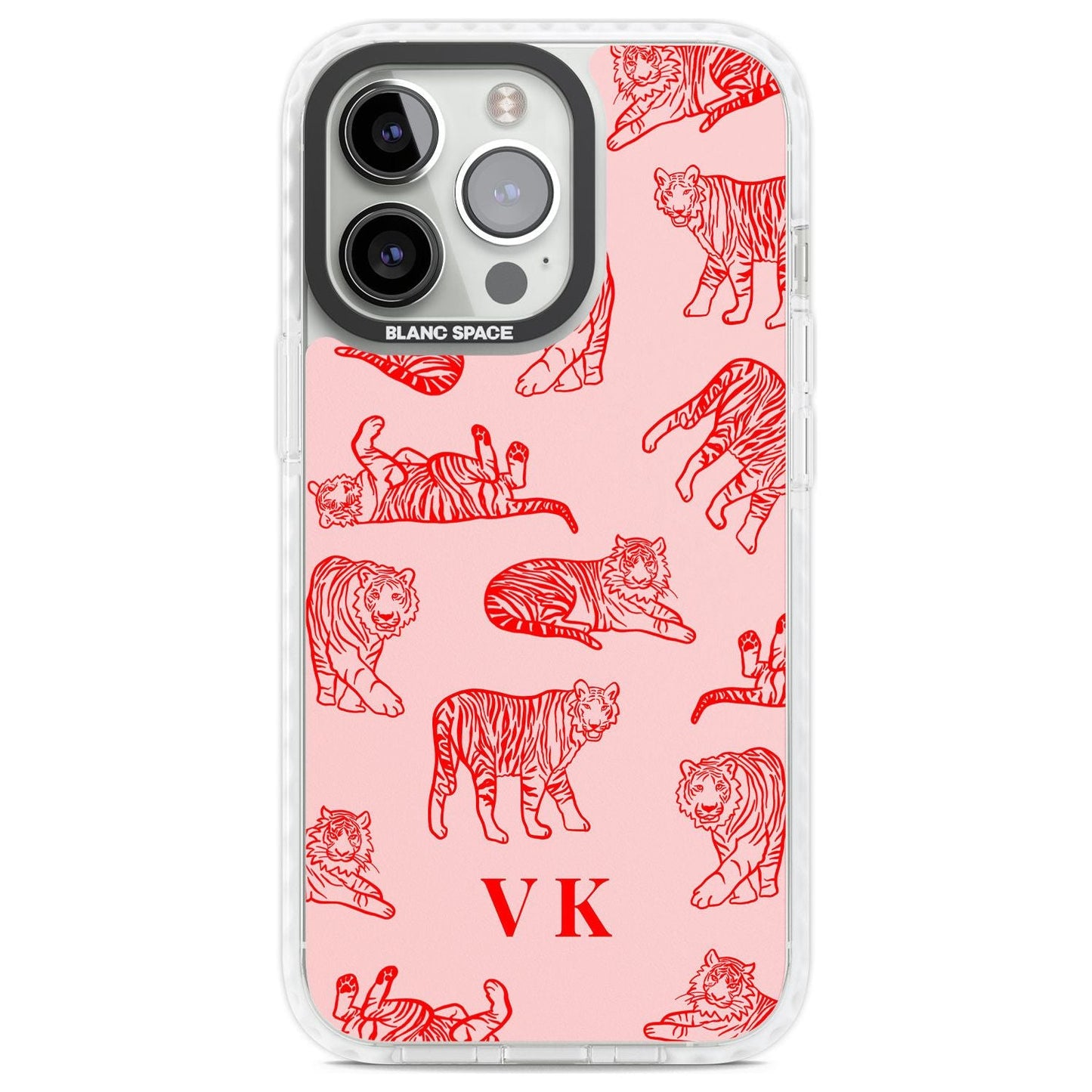 Personalised Red Tiger Outlines On Pink