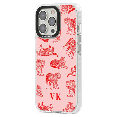 Personalised Red Tiger Outlines On Pink