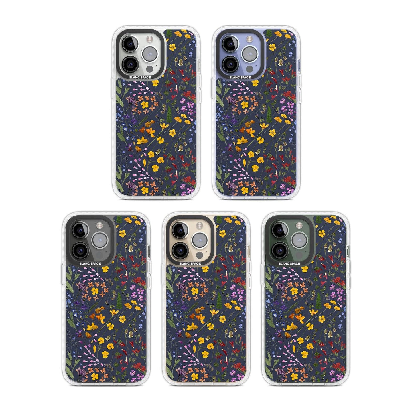 Grappe de feuilles de fleurs sauvages bleu marine