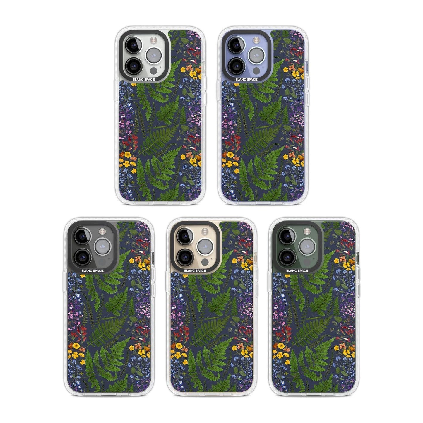 Busy Floral And Fern Design Navy