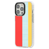 Grille abstraite rouge, bleue, jaune