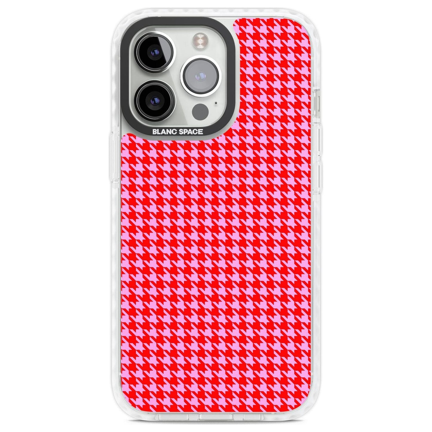 Pied-de-poule rose fluo et rouge