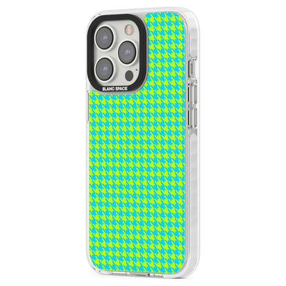 Neon Lime & Turquoise Houndstooth