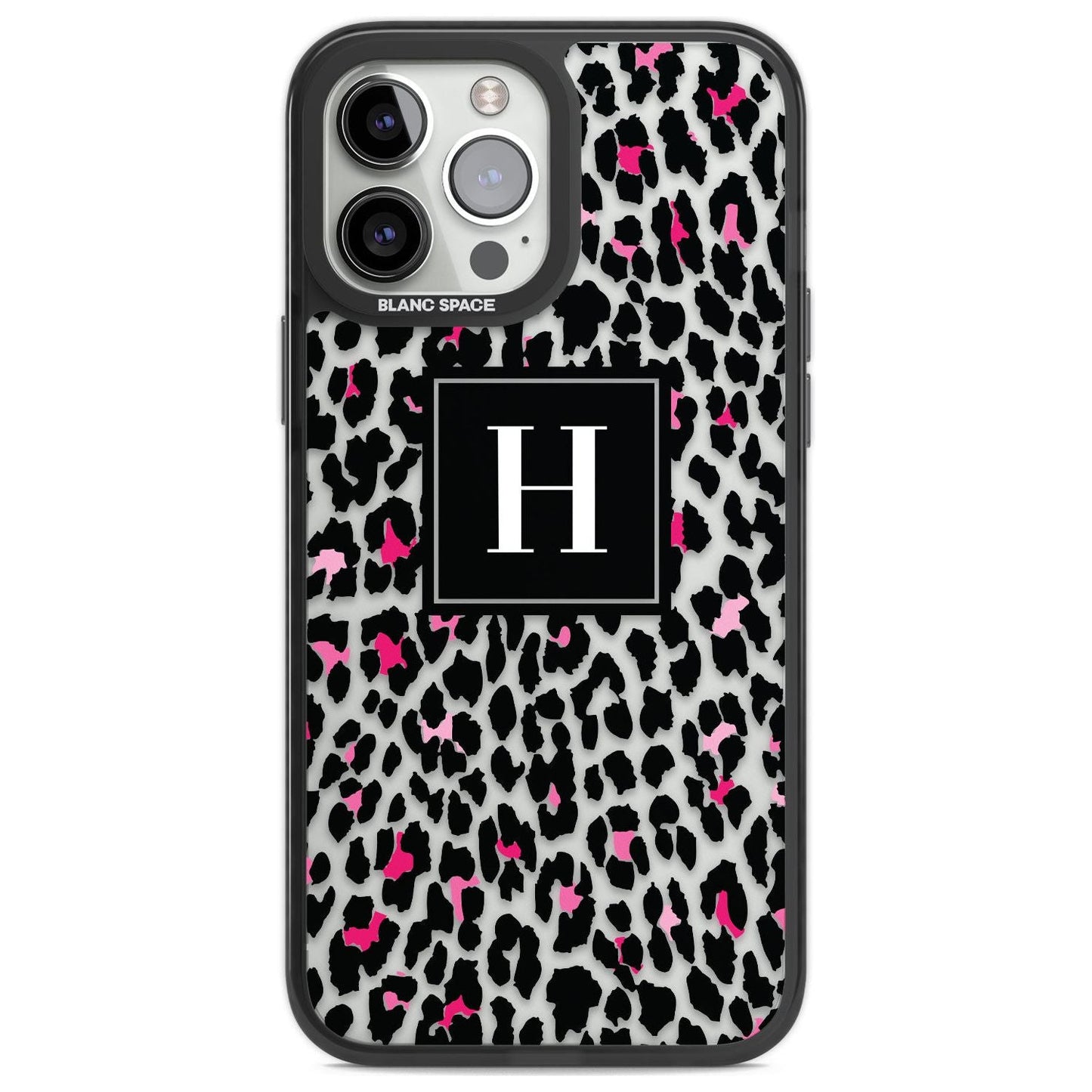 Personalised Clear Pink Leopard Monogram