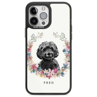 Personalised Black Cockapoo Floral Portrait