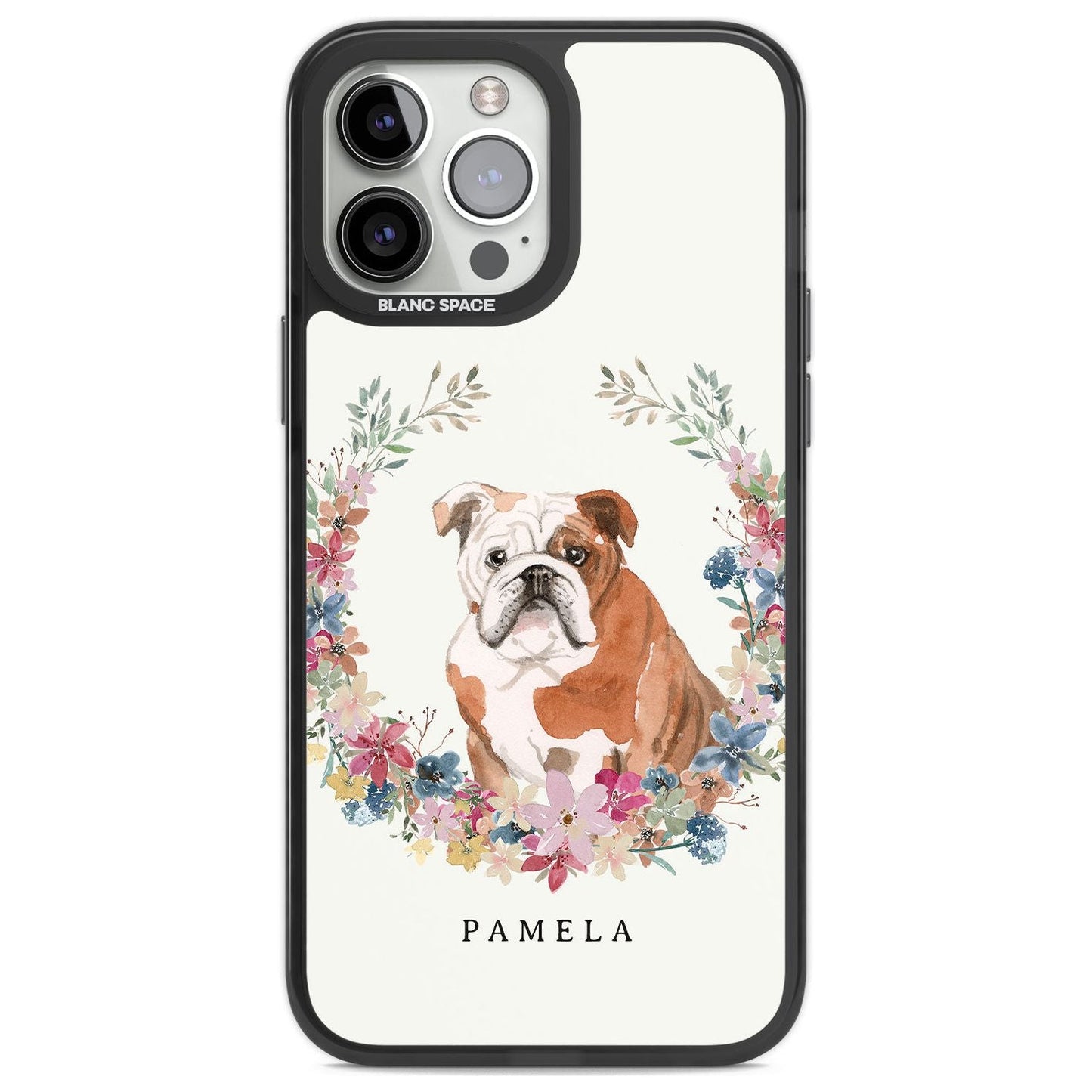 Personalised English Bulldog Floral Portrait