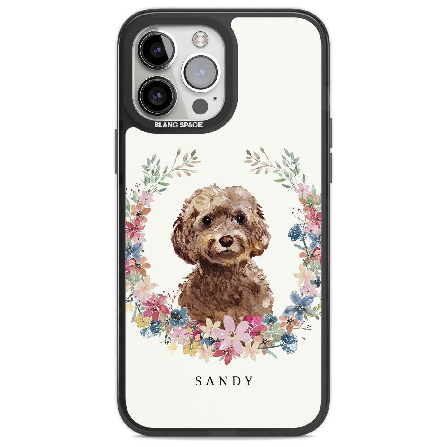Personalised Brown Cockapoo Floral Portrait