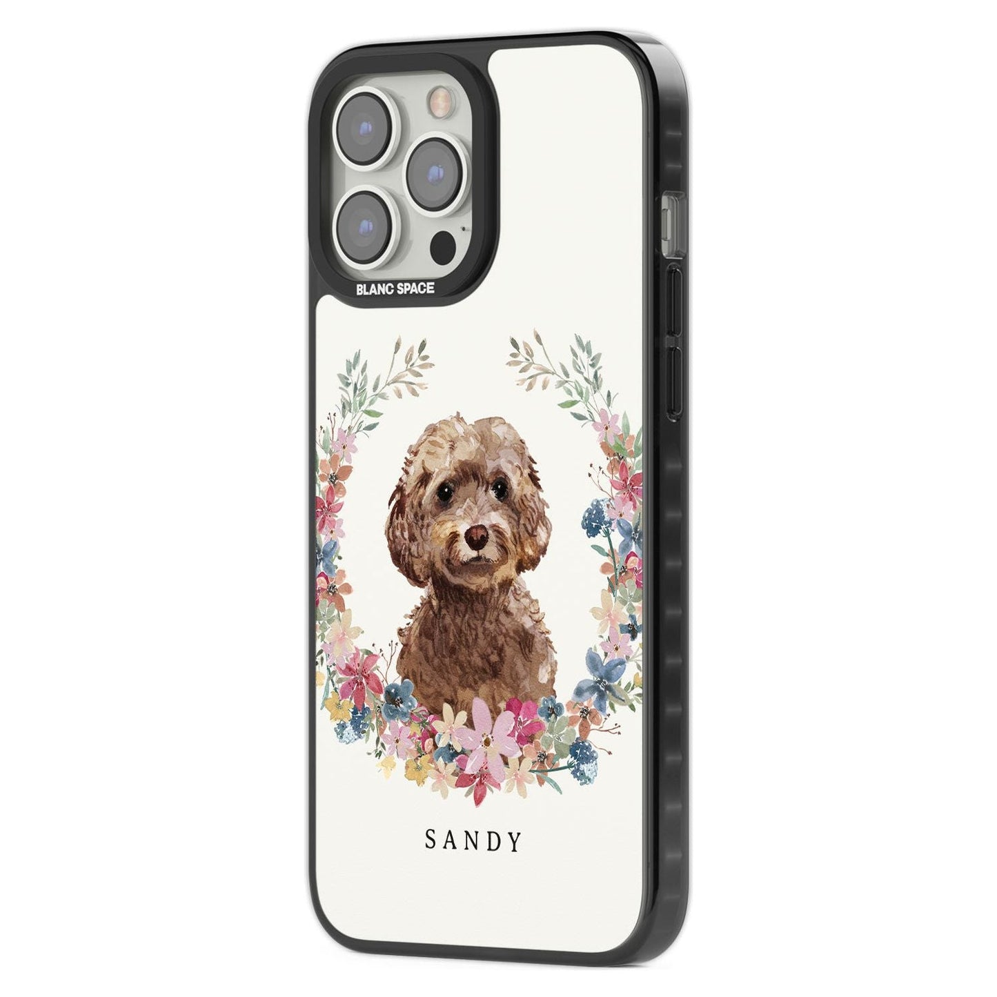 Personalised Brown Cockapoo Floral Portrait